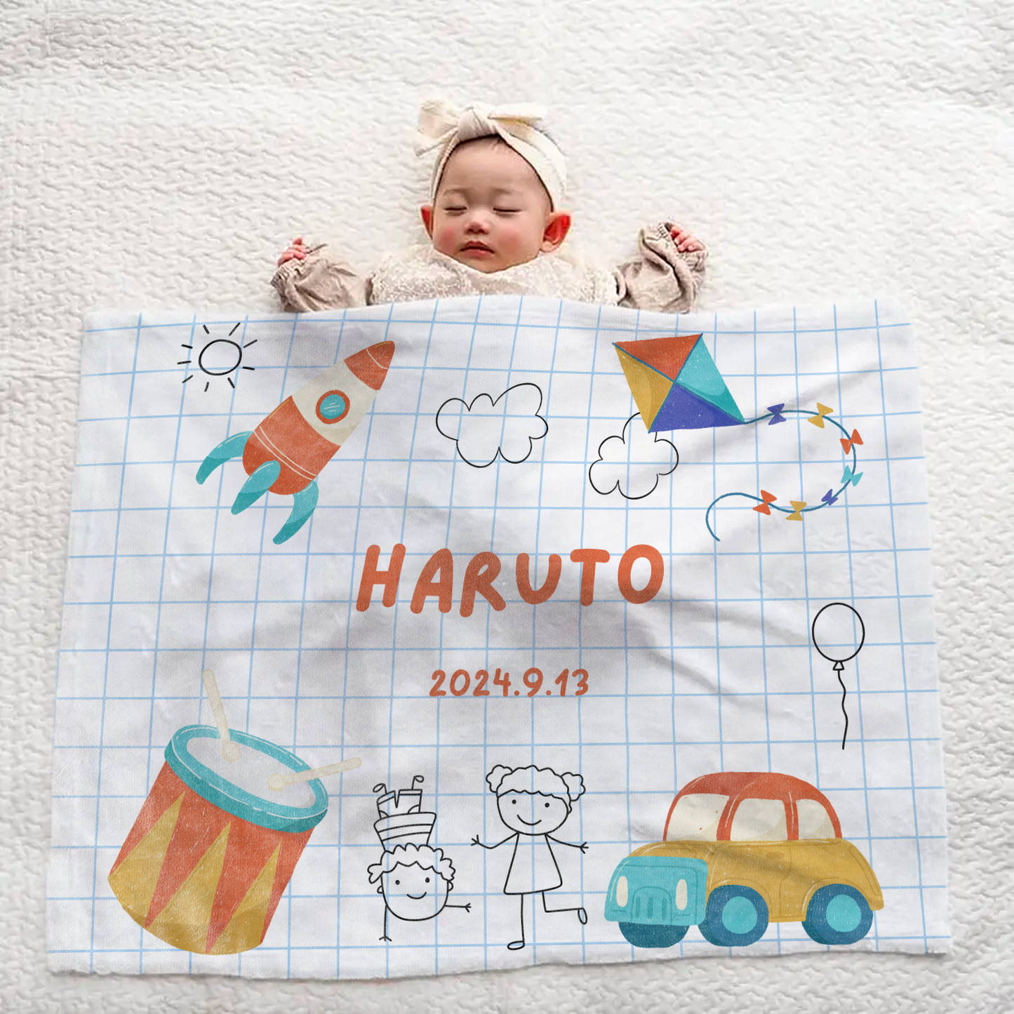 Personalized Large Baby Blanket –Playful Design