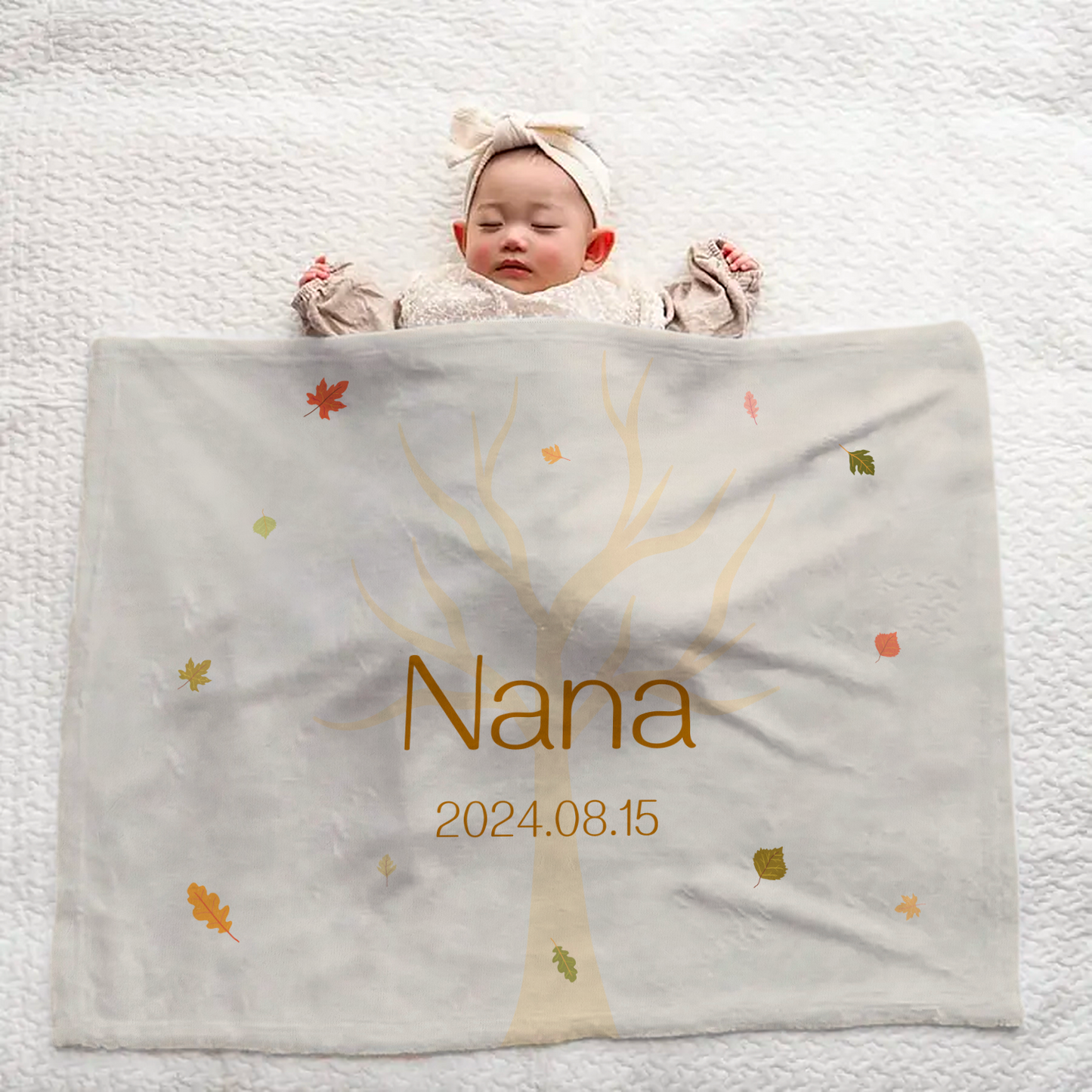 Personalized Large Baby Blanket – Autumn Tree Design
