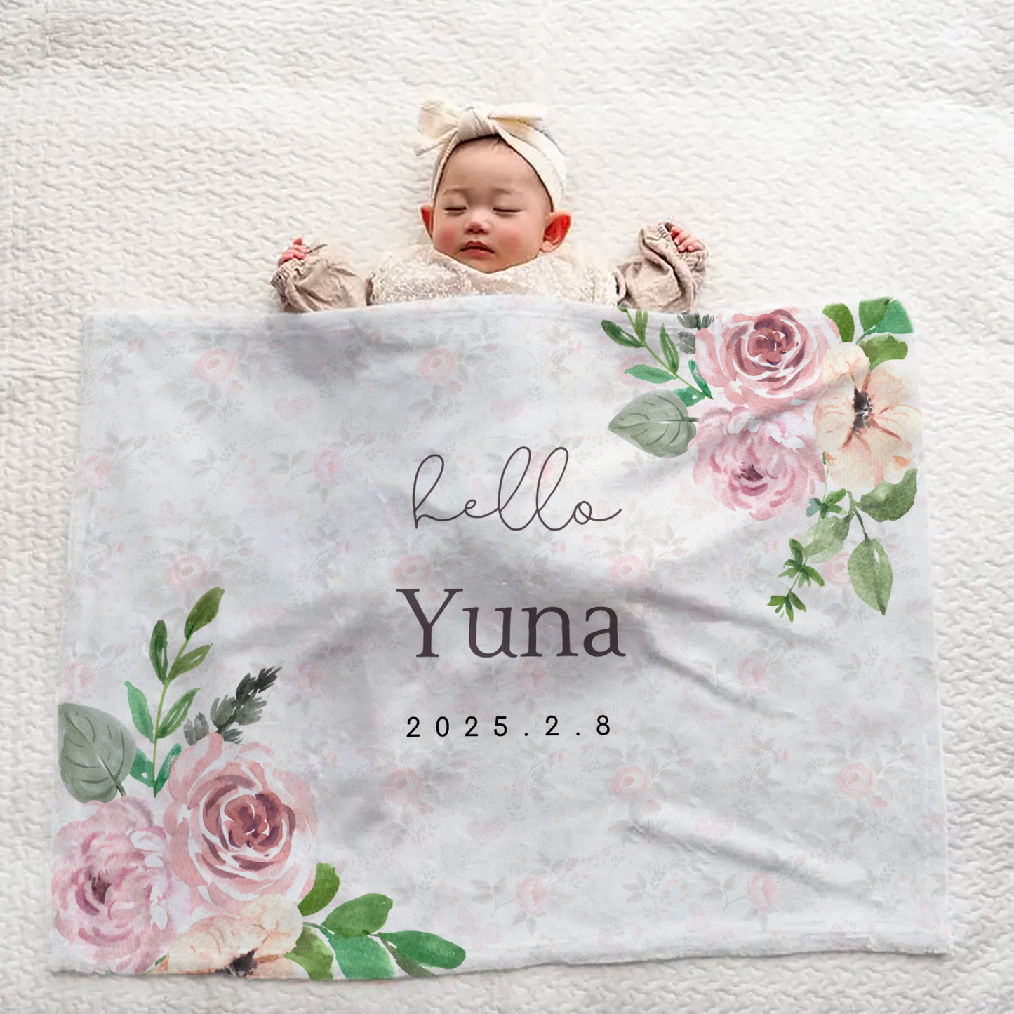 Custom Baby Blanket – Floral Design, Large and Soft, Personalized Gift for Babies