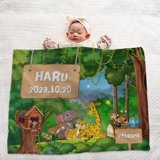 Personalized Baby Blanket | Newborn Gift | Animal Home Design | For Boys & Girls