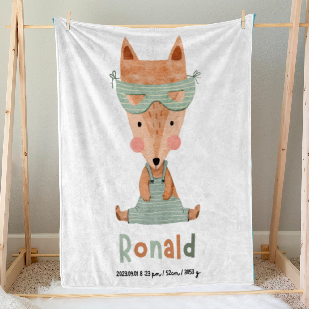 Custom Name Baby Blanket | Baby Boy & Girl | Cute Fox