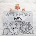 Personalized Baby Blanket | Black & White Animals | Newborn Gift