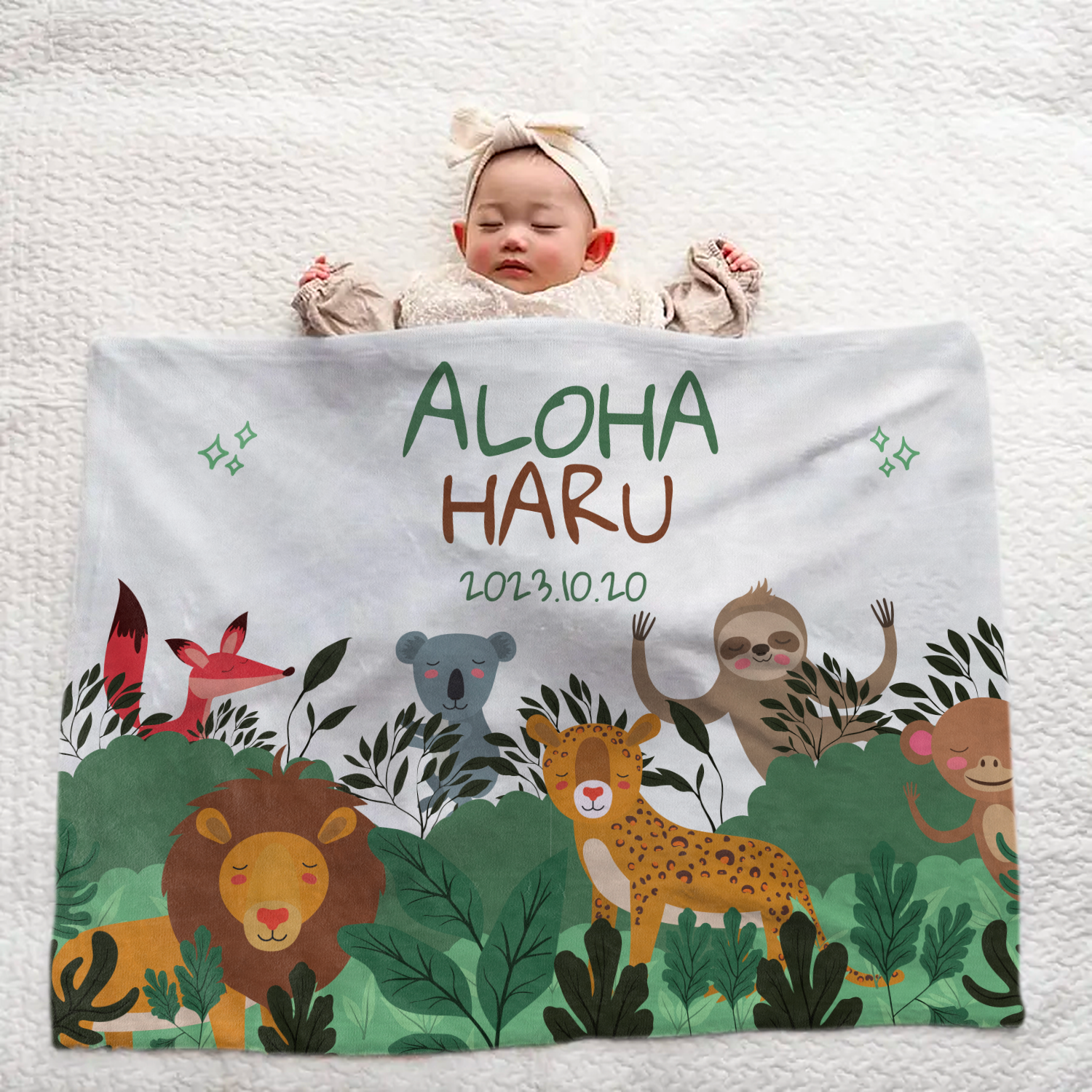 Personalized Baby Blanket | Animal & Meadow Design | Newborn Gift