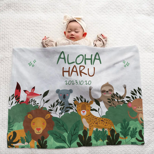 Personalized Baby Blanket | Animal & Meadow Design | Newborn Gift