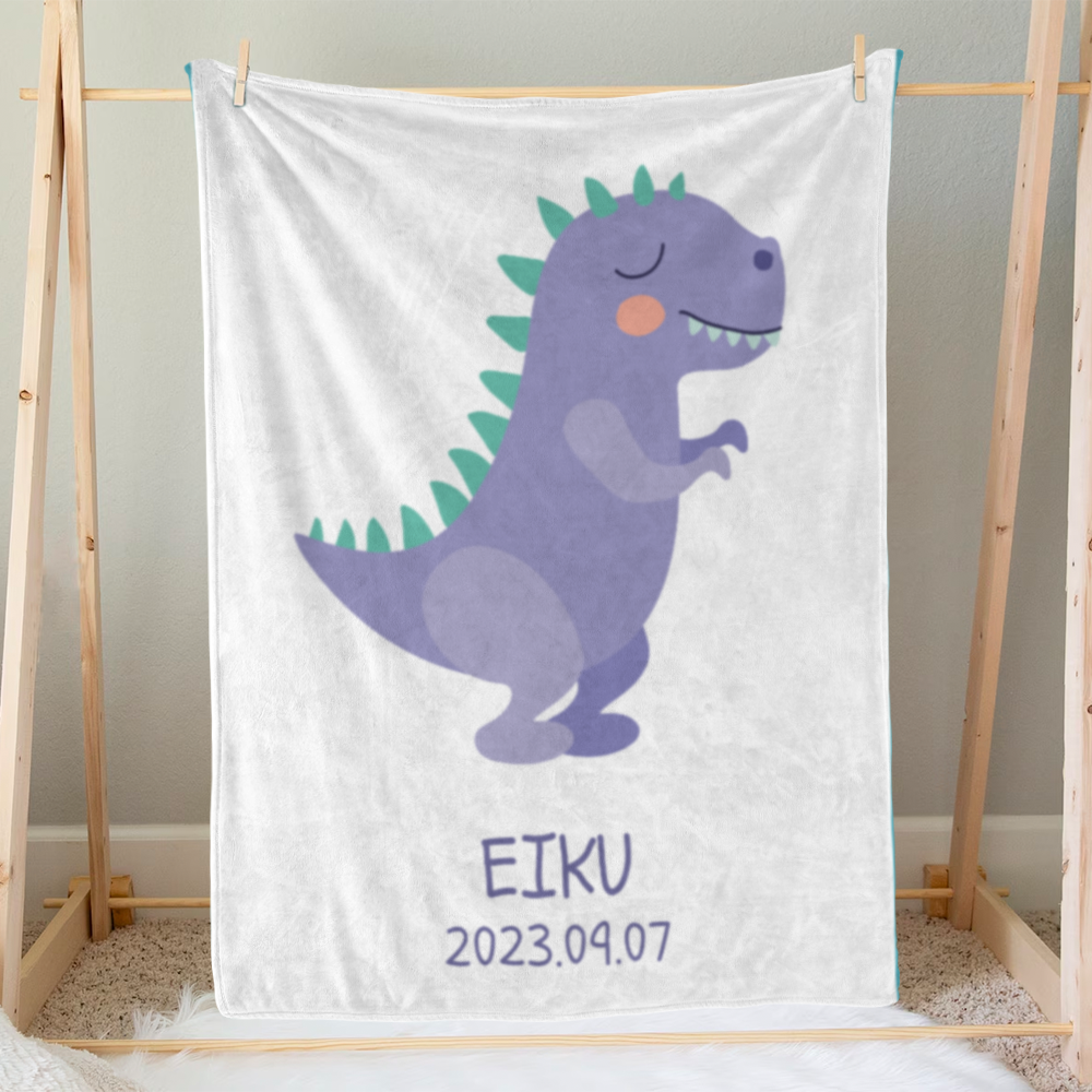 Personalized Baby Blanket for Boys & Girls | Purple Dinosaur