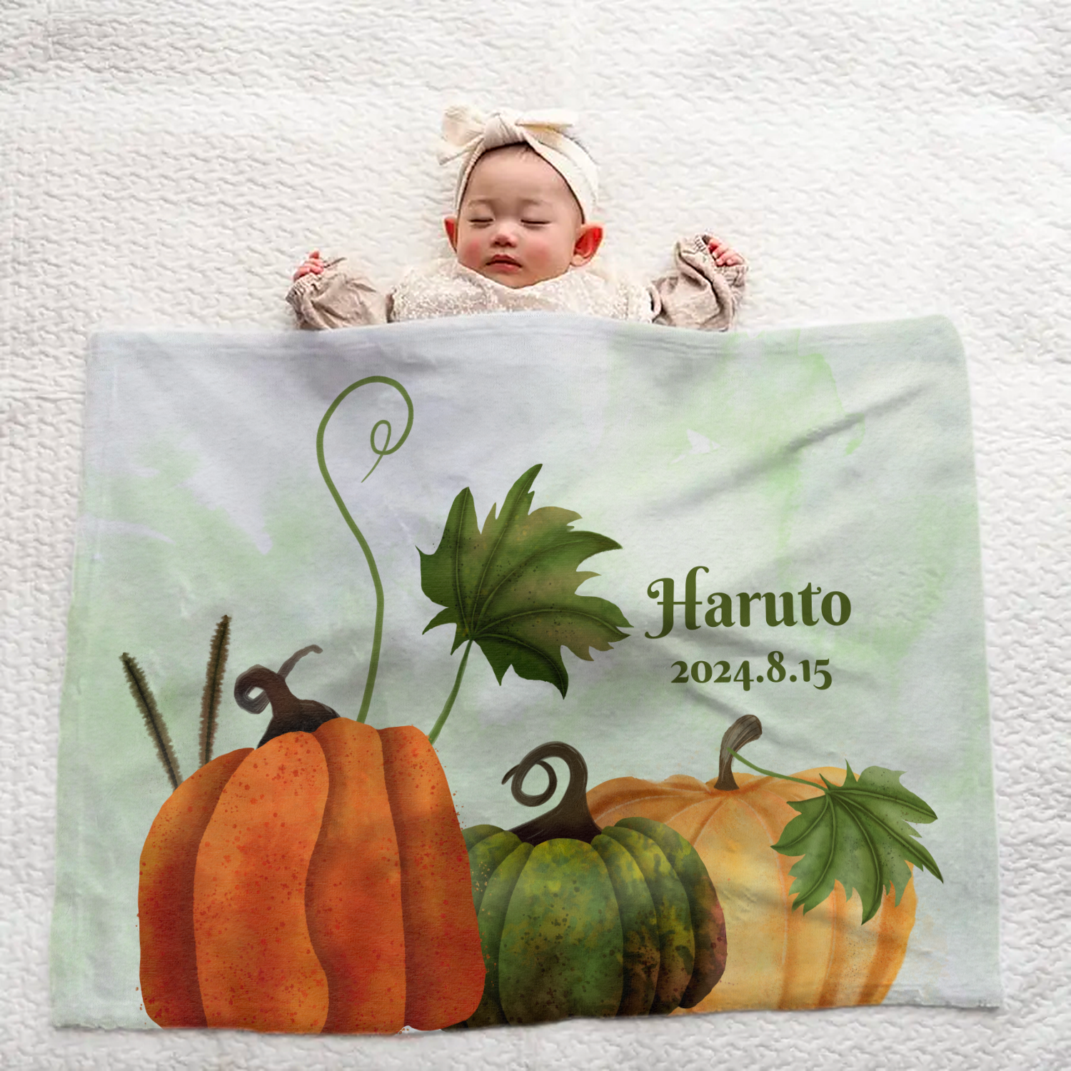 Personalized Baby Blanket | Cozy Pumpkin Design