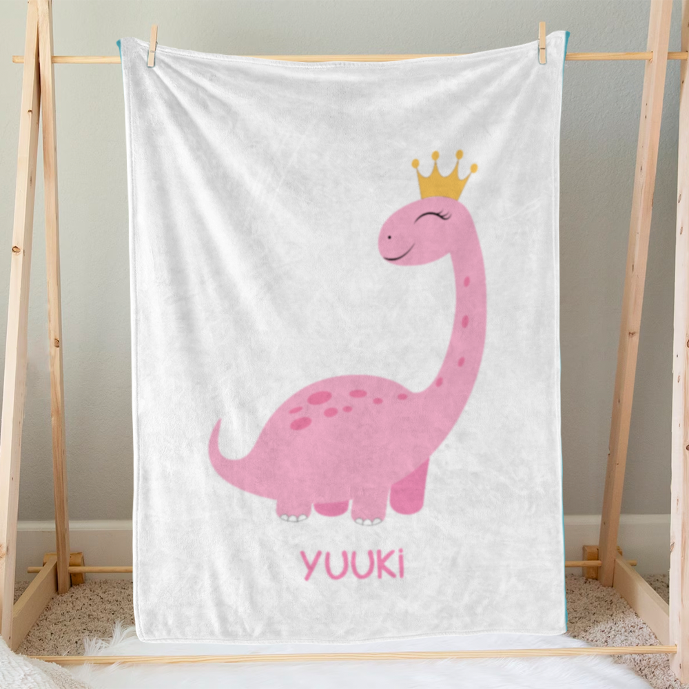 Personalized Baby Blanket for Boys & Girls - Pink Dinosaur