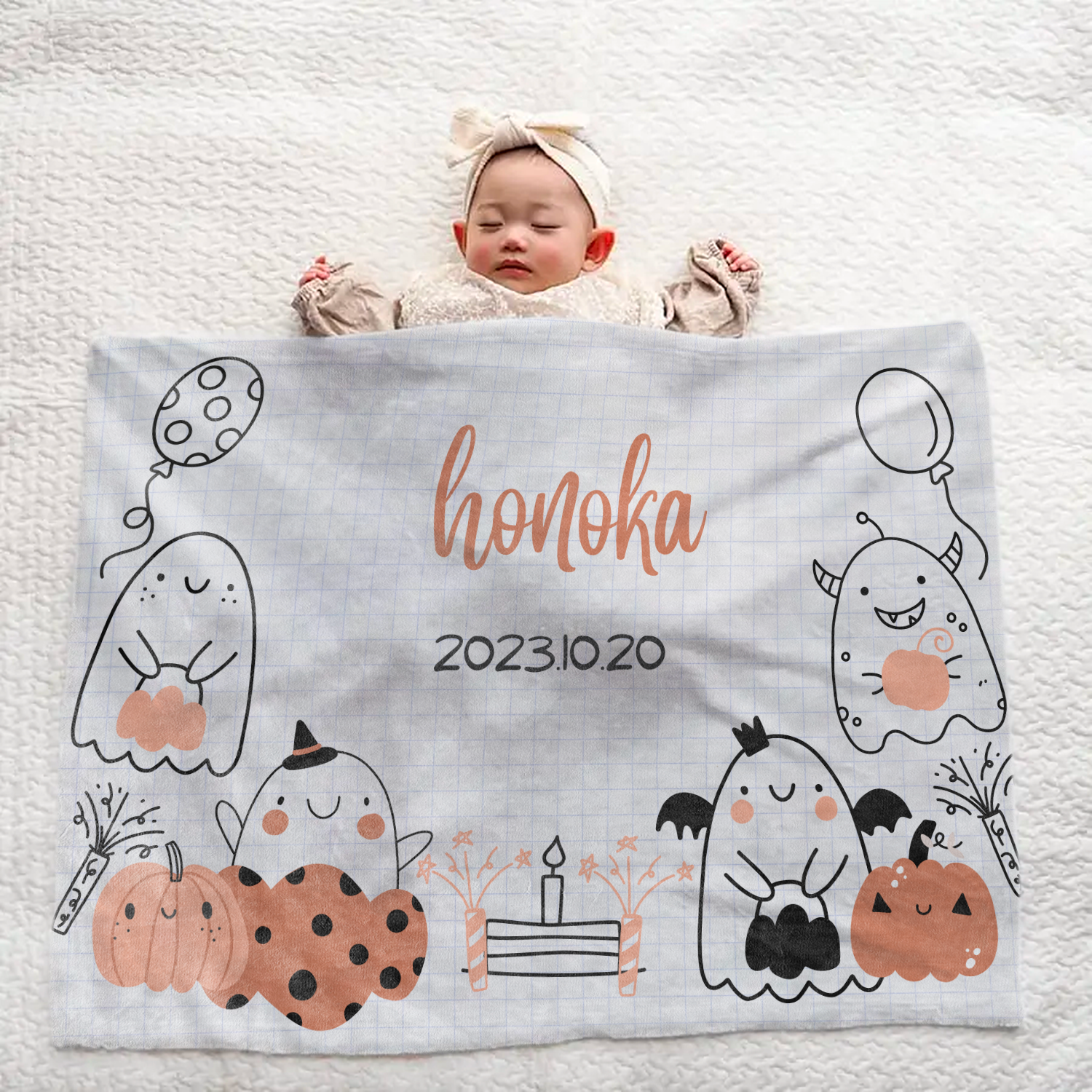 Personalized Baby Blanket - Pumpkin Design