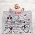 Personalized Baby Blanket | Large | Cat Family Design | Newborn Gift