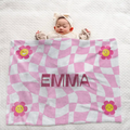 Personalized Baby Blanket - Retro Floral Pink