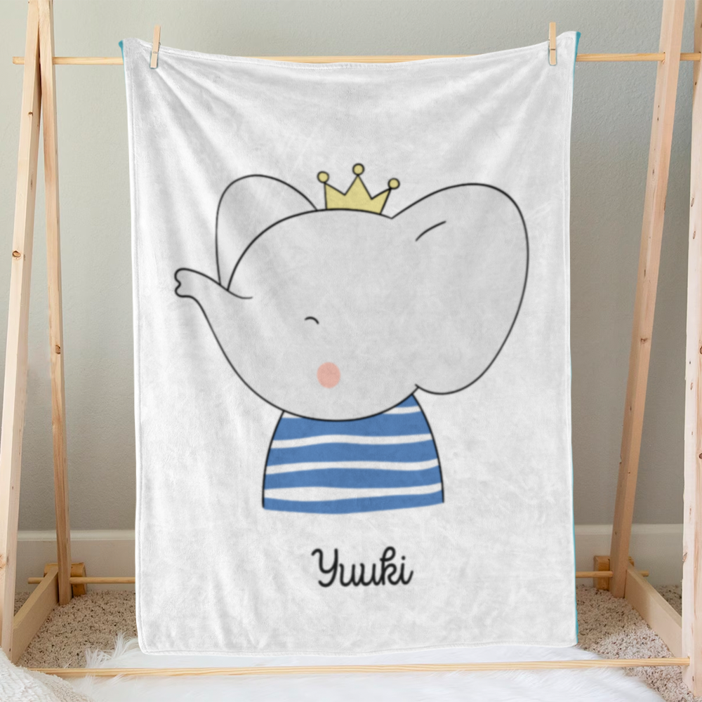 Custom Name Baby Blanket | Baby Boy & Girl | Cute Elephant