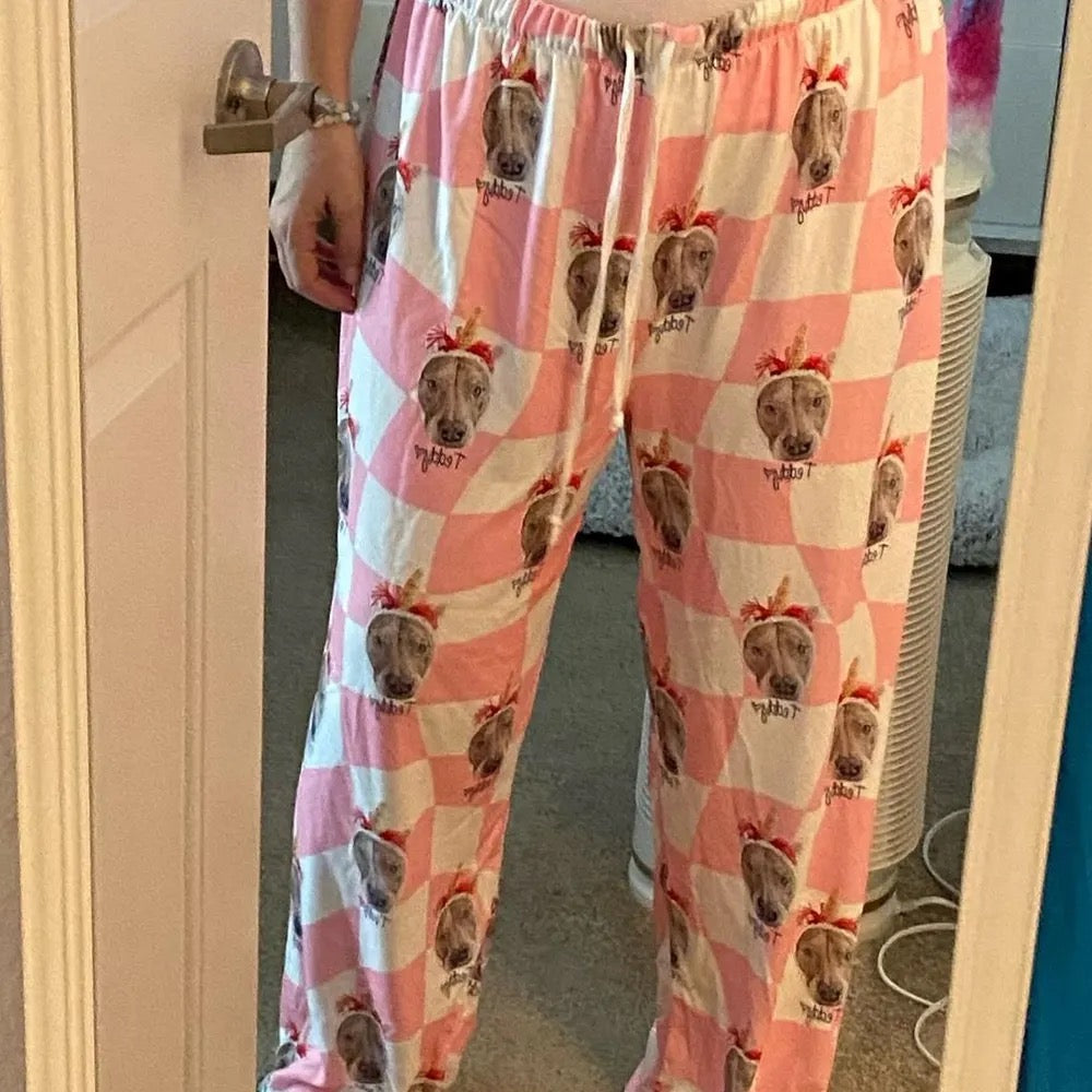 Unisex Custom Pet Photo Pajama Pants – Retro Style