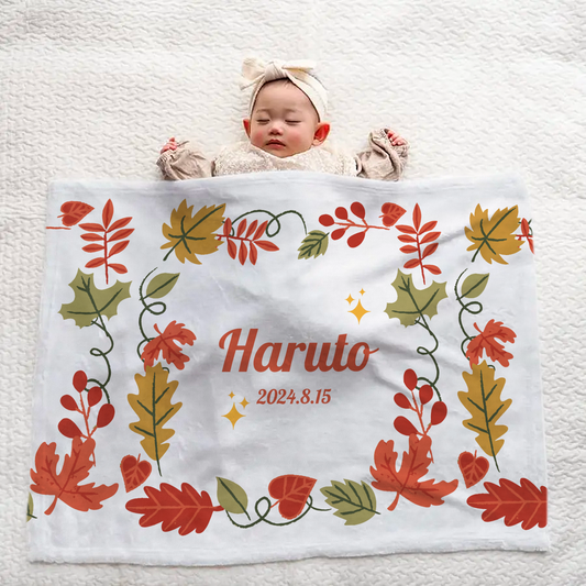 Custom Baby Blanket with Name – Fall Leaves Theme