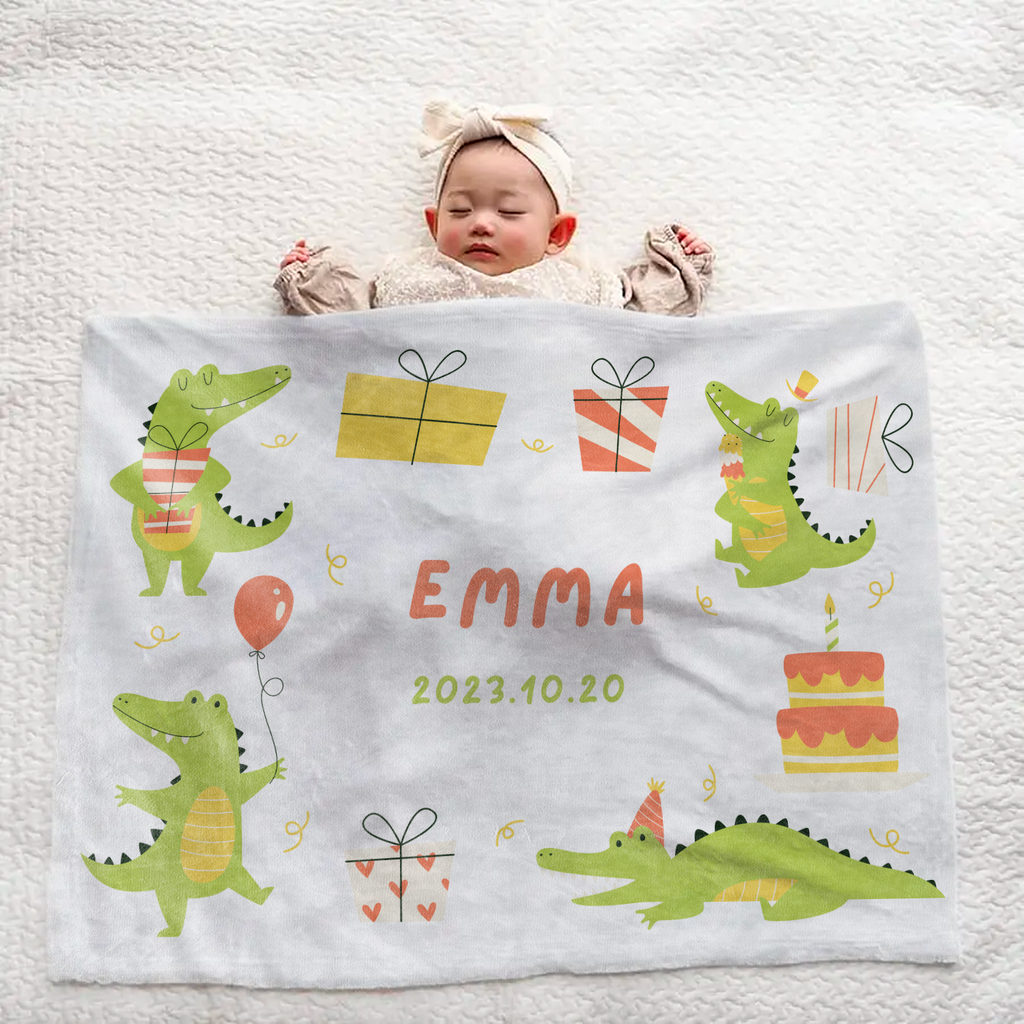 Personalized Baby Blanket - Crocodile Design