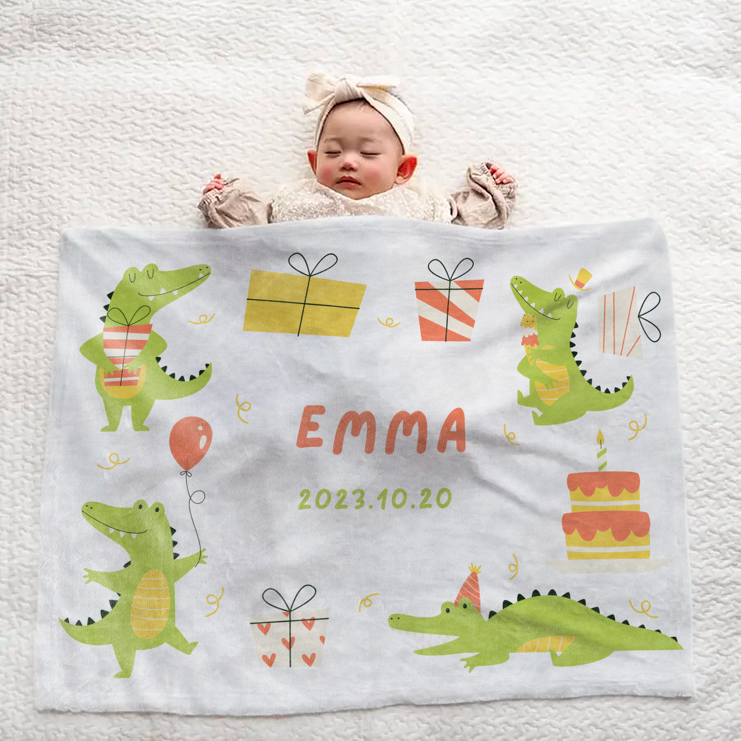 Personalized Baby Blanket - Crocodile Design