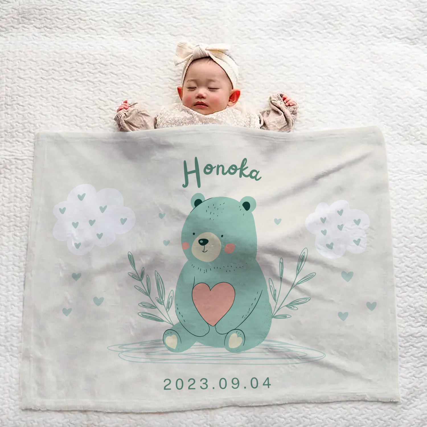 Personalized Baby Blanket | Best Gift | Bears & Hearts