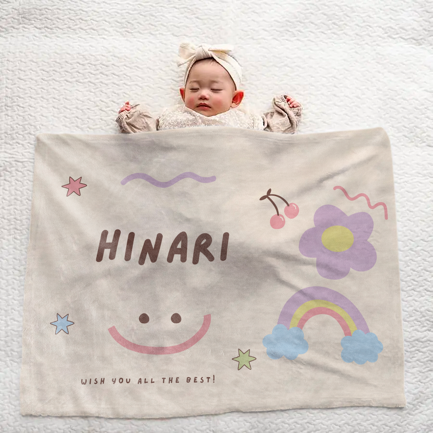 Custom Baby Blanket with Name – Happy Smile Pattern