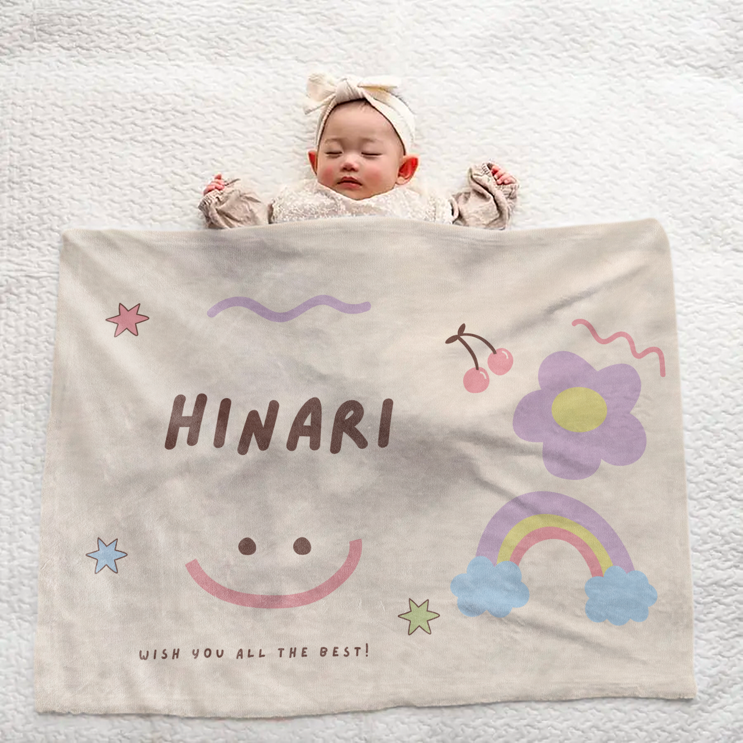 Custom Baby Blanket with Name | Happy Smile Pattern