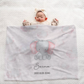 Personalized Baby Blanket | Large | Pink Elephant & Clouds