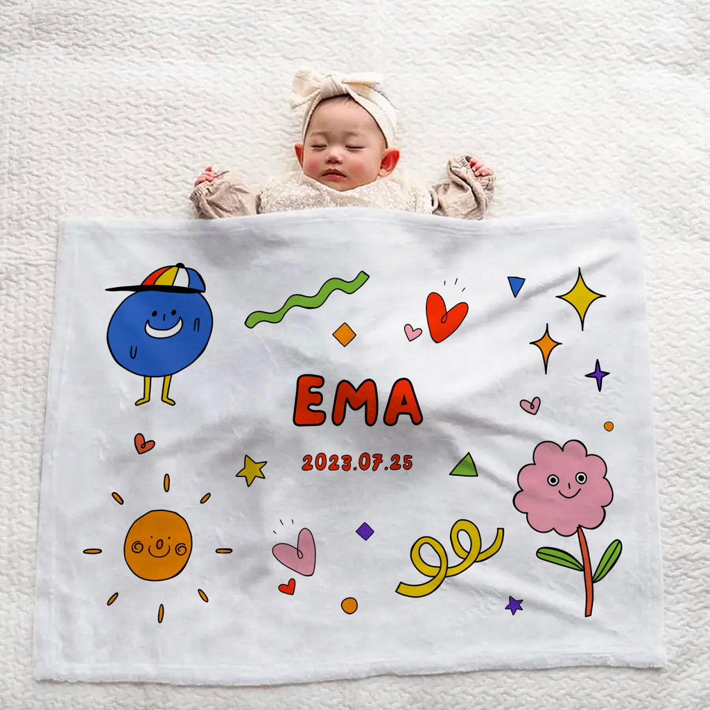 Custom Name Large Baby Blanket - Anime Style for Baby Gift