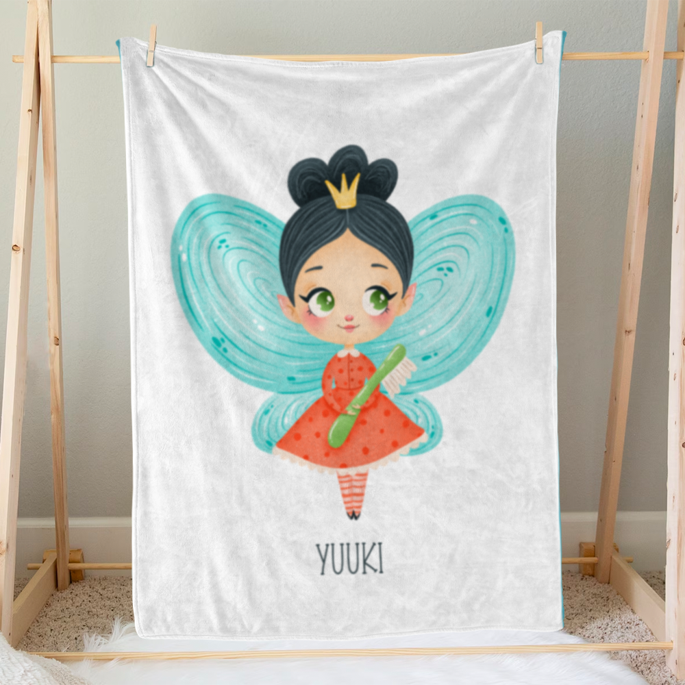 Personalized Baby Blanket for Girls | Newborn Baby Gift | Fairy Design