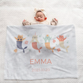 Personalized Baby Blanket - Mermaid Cat Design