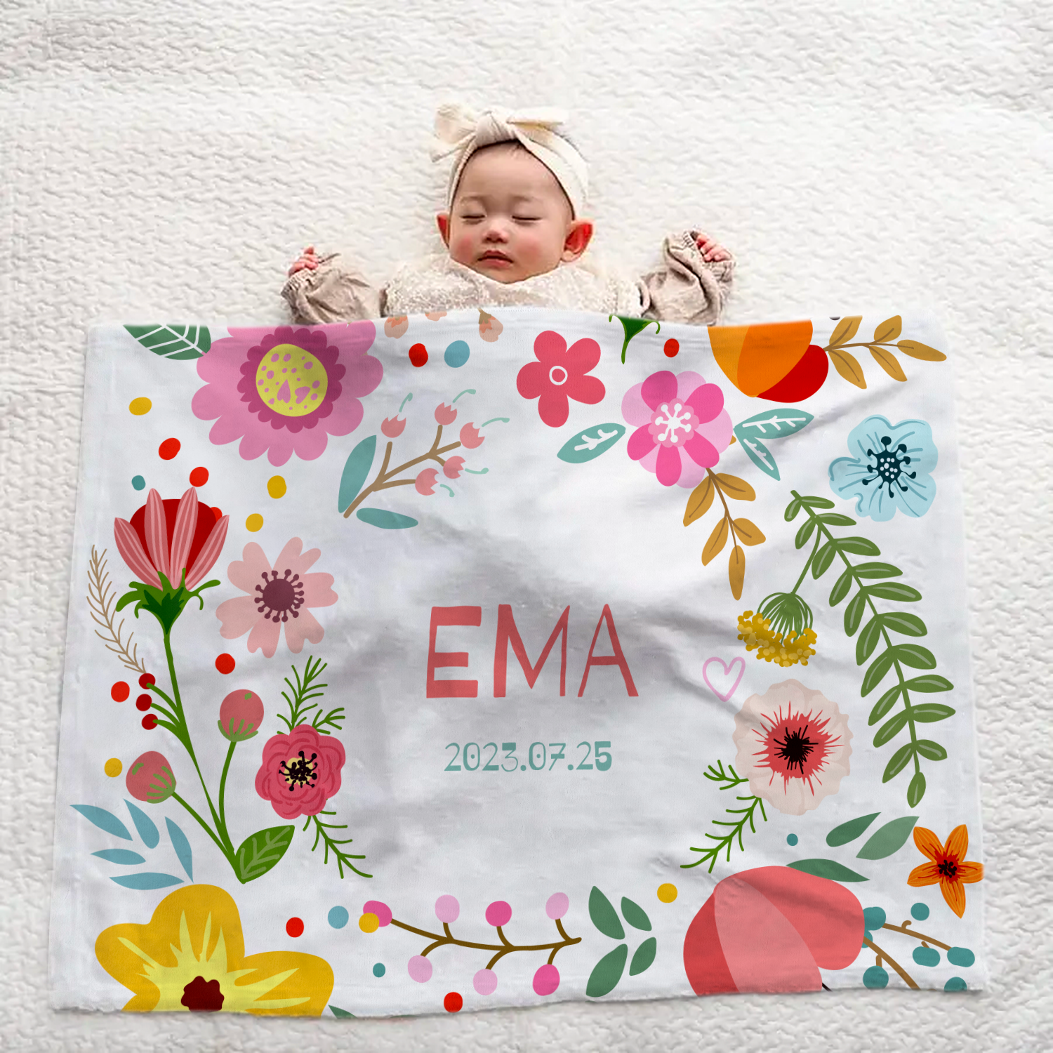 Personalized Baby Blanket - Floral Design 3