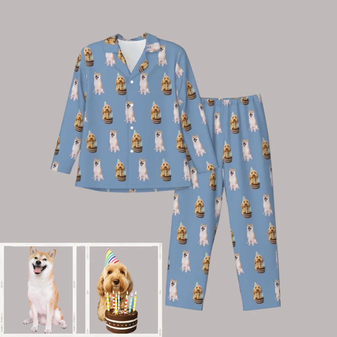 Custom Photo Pajama Set for Men – Personalized Long Sleeve Sleepwear