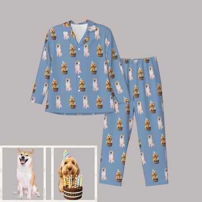 Custom Photo Pajama Set for Men – Personalized Long Sleeve Sleepwear