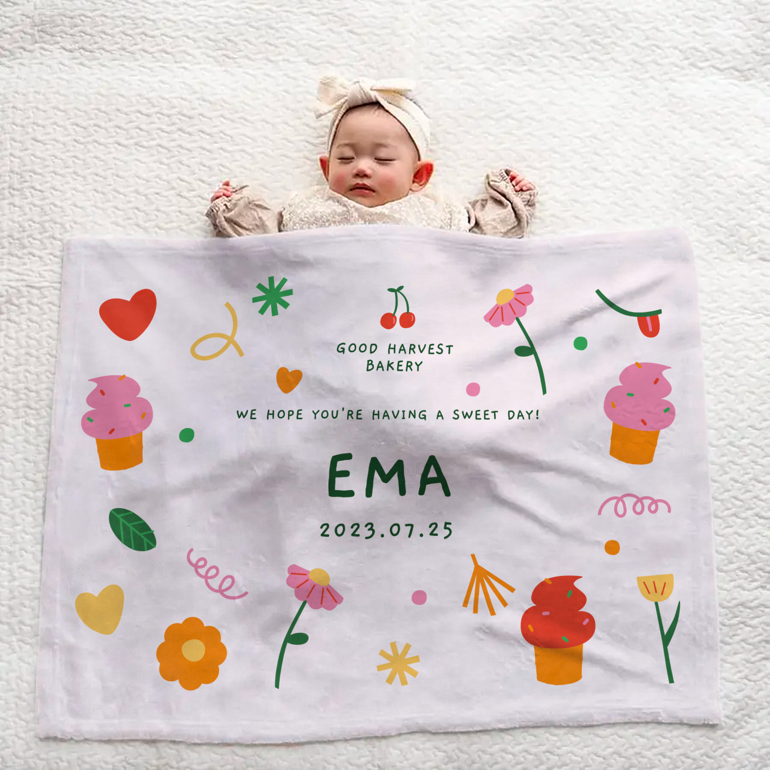 Personalized Baby Blanket - Bakery Theme
