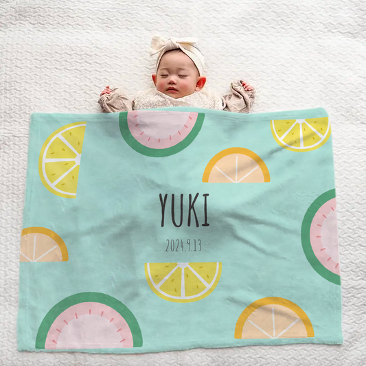 Personalized Large Baby Blanket – Lemon, Watermelon & Orange Design