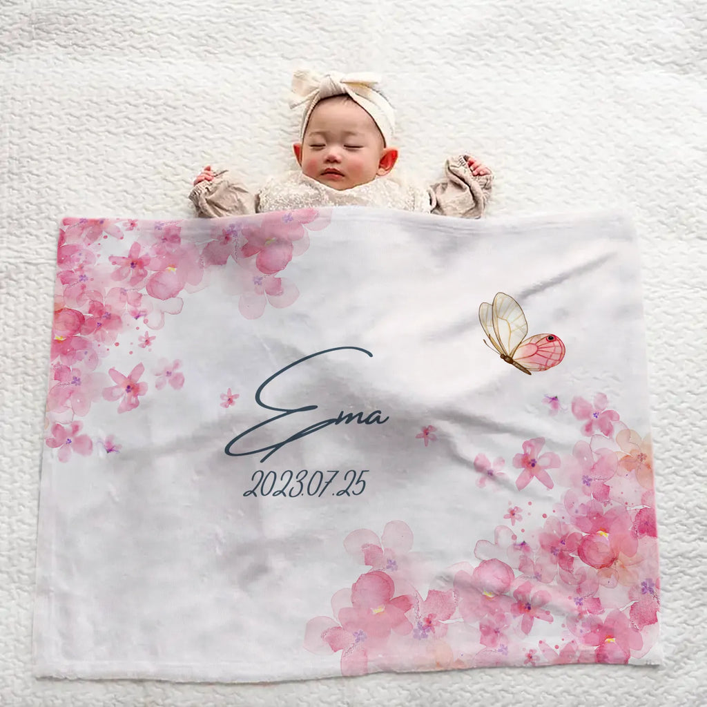 Personalized Baby Blanket - Pink Floral