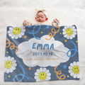 Custom Name Large Baby Blanket - Cute Smiling Flower Design for Boys & Girls
