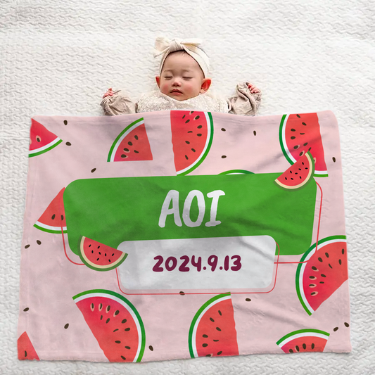 Custom Baby Blanket with Name – Watermelon Theme