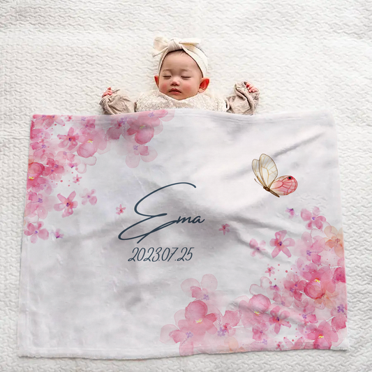 Personalized Baby Blanket – Pink Floral