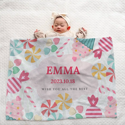 Custom Name Baby Blanket – Cute Cookie Pattern for Boys & Girls