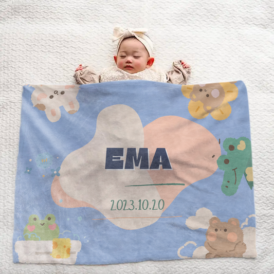 Personalized Baby Blanket – Frog, Rabbit & Crocodile Animals