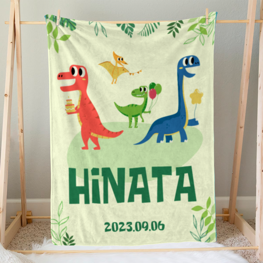 Personalized Baby Blanket for Boys & Girls | Newborn Gift | Dino Design