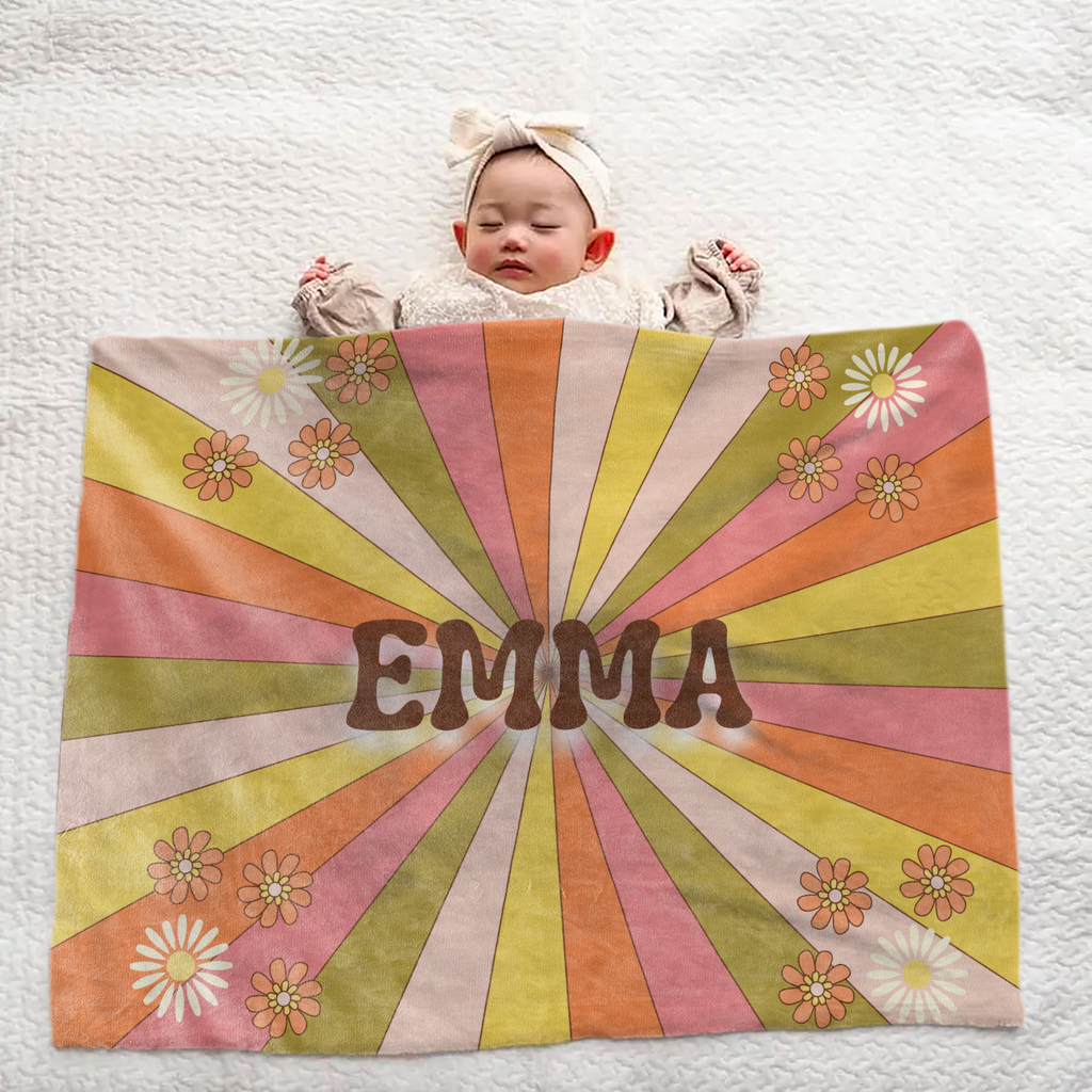Personalized Baby Blanket - Retro Floral