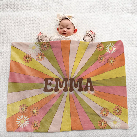 Personalized Baby Blanket – Retro Floral
