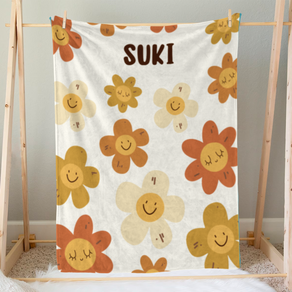 Personalized Baby Blanket for Boys & Girls | Sunflower Design