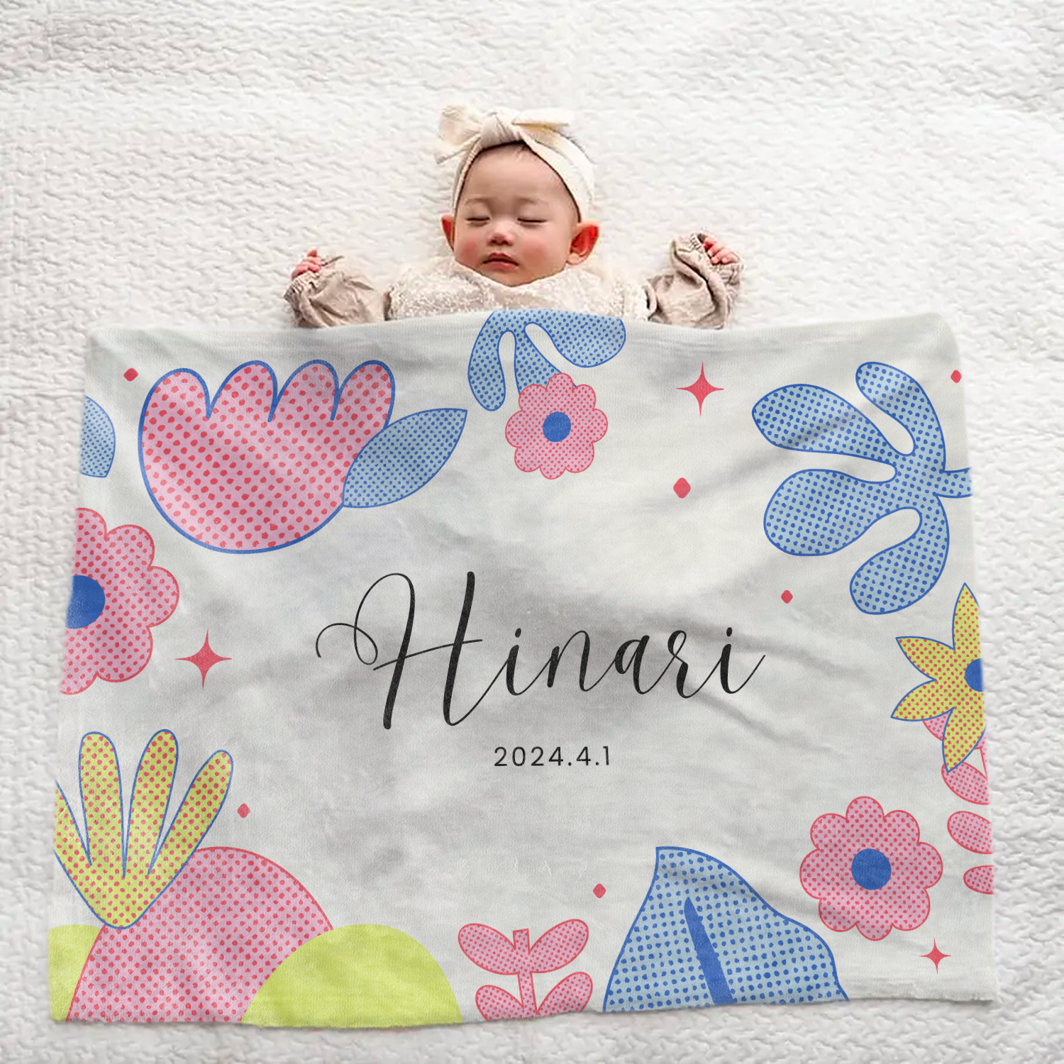 Custom Baby Blanket with Name | Vibrant Colorful Pattern