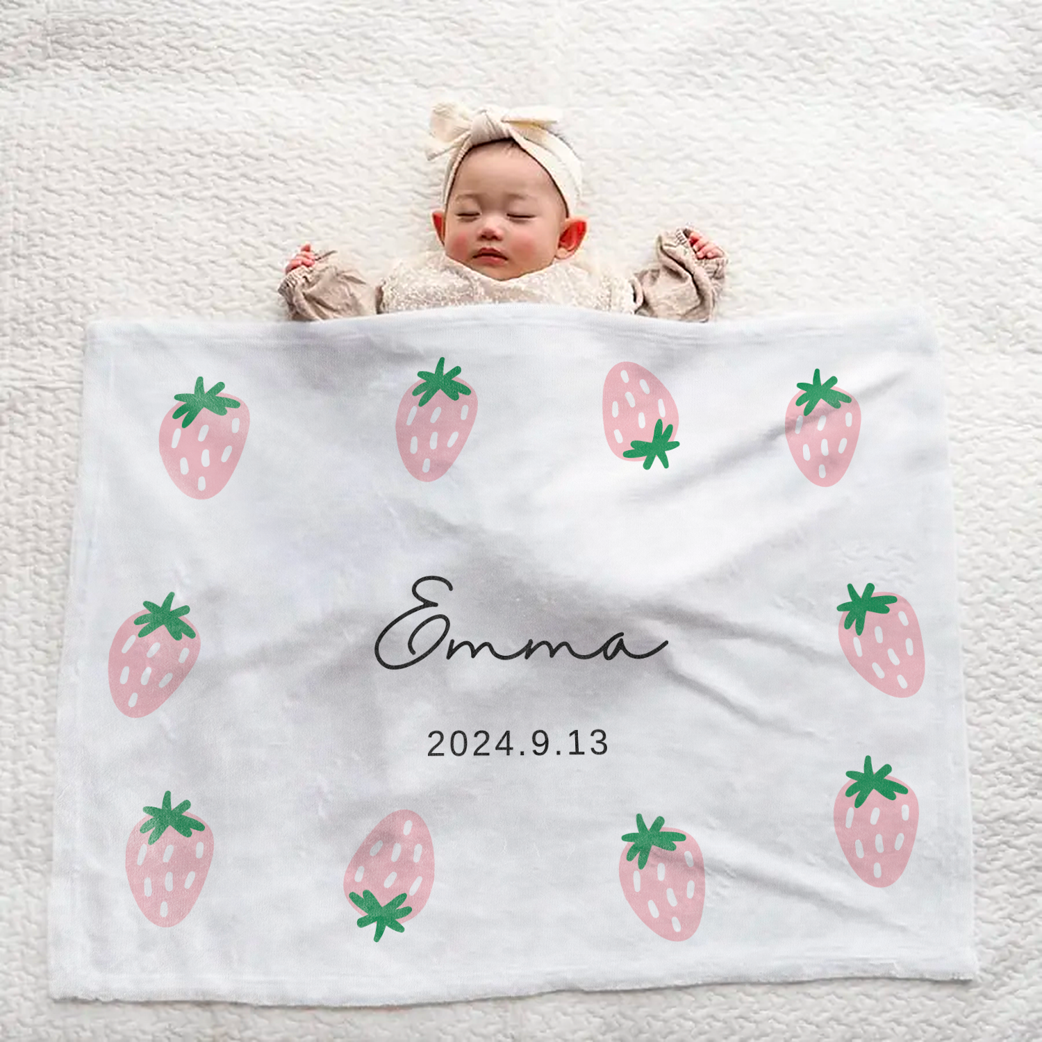Custom Baby Blanket | Strawberry & Fruit Theme
