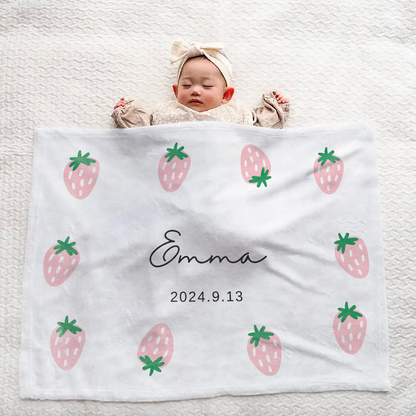 Custom Baby Blanket – Strawberry & Fruit Theme