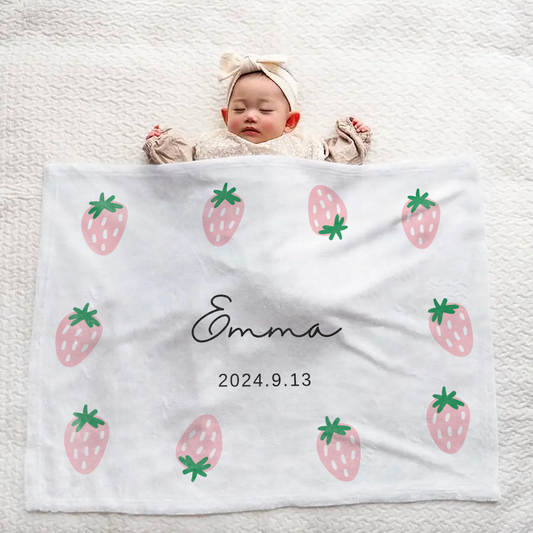 Custom Baby Blanket – Strawberry & Fruit Theme