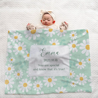 Personalized Baby Blanket – Green Floral Design