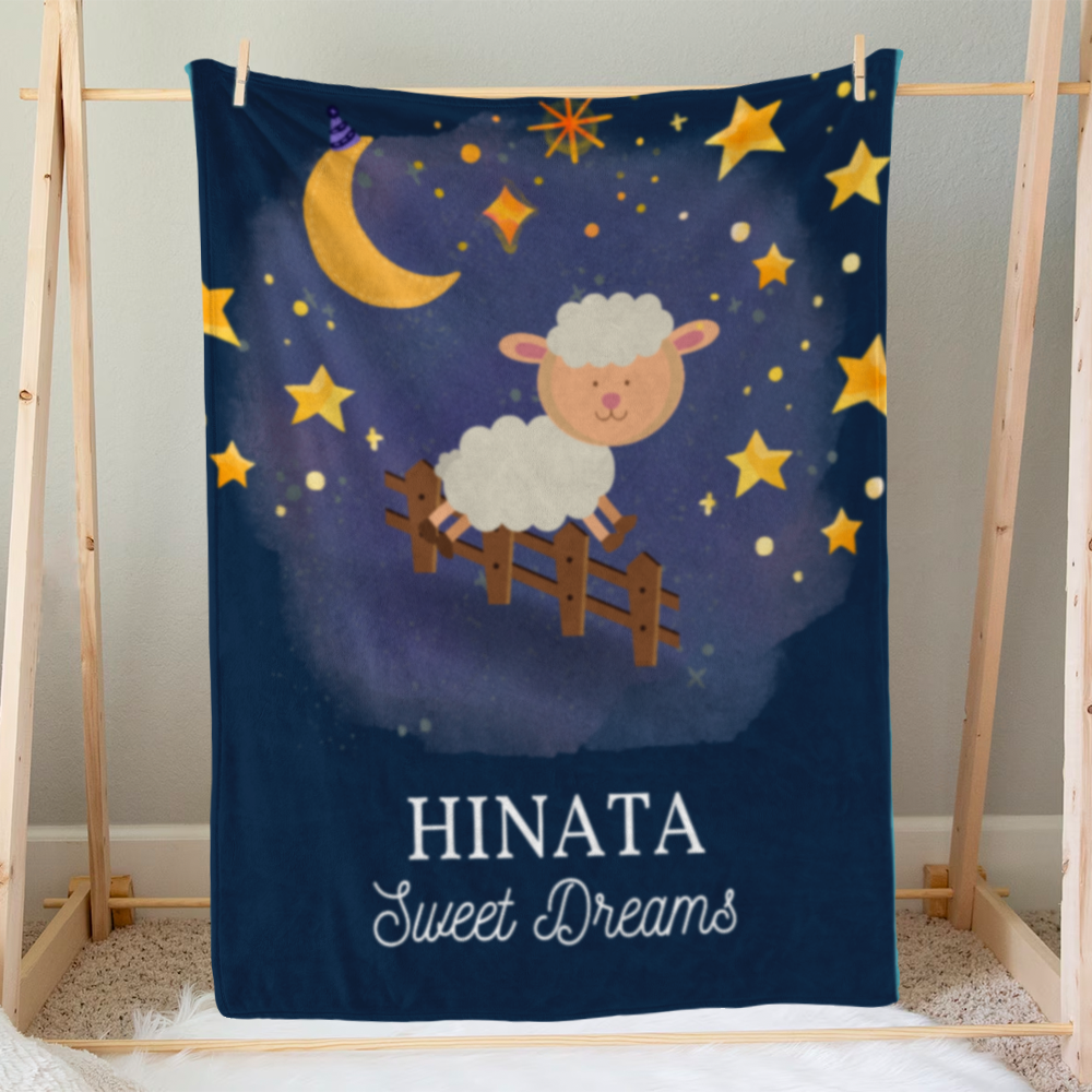 Custom Name Baby Blanket | Baby Boy & Girl | Cute Lamb