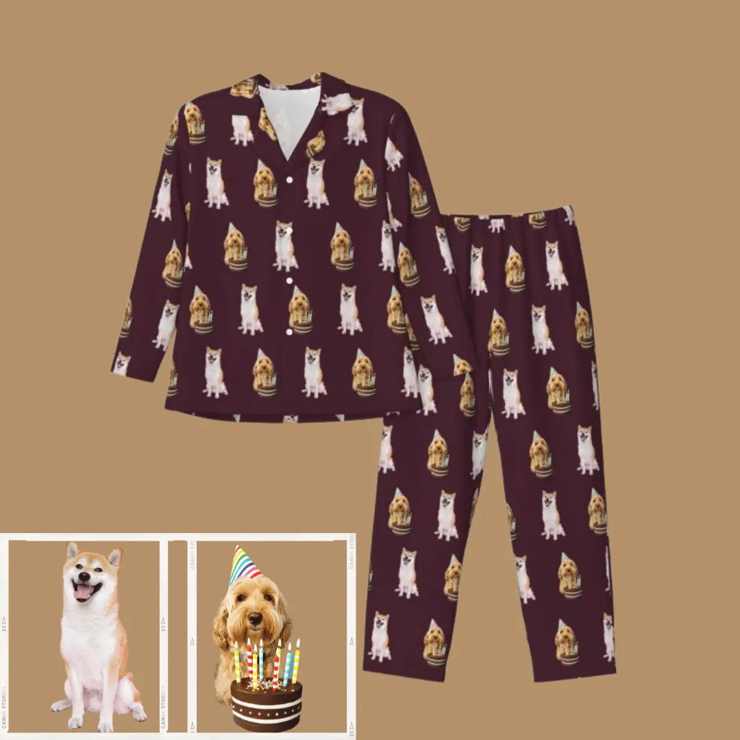 Custom Photo Pajama Set for Men – Personalized Long Sleeve Sleepwear