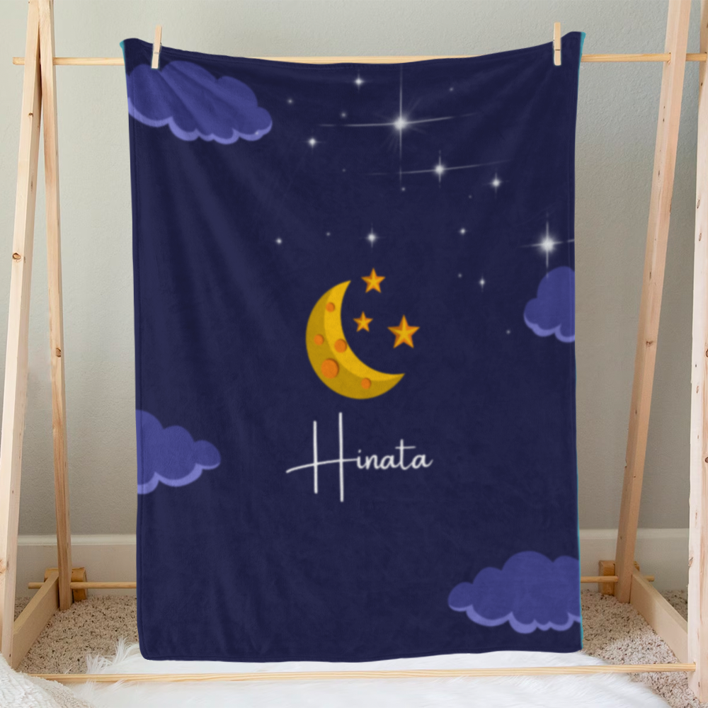 Personalized Baby Blanket for Boys & Girls | Newborn Gift | Moon & Stars Design