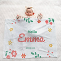 Personalized Large Baby Blanket | Floral Design